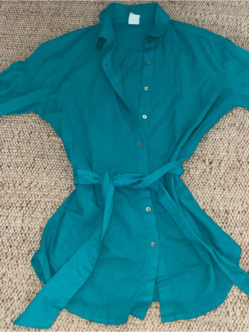 Becca Teal Swim Cover Up Dress Womens Small Sheer Beach Resort Poolside Tunic